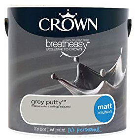 Crown Walls and Ceilings Matt Emulsion 5L - Grey Putty