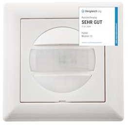 HUBER Détecteur de Mouvement Motion 13 PIR 170° I Encastré - Capteur de Mouvement avec Bouton Poussoir - Convient également pour Les séries d'interrupteurs [55 x 55 mm] - Technologie 2 Fils
