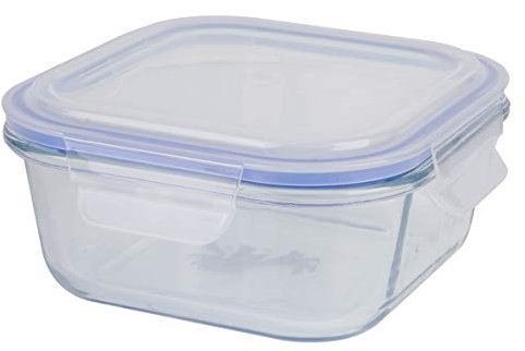 axentia Frischhaltedose aus Glas, klar/blau, ca. 750 ml