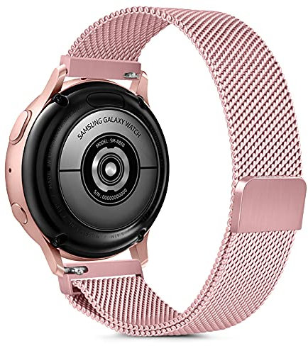 Gaoren Kompatibel mit Samsung Galaxy Watch Active/Active2 40mm 44mm/Watch 3 41mm Armband, 20mm Edelstahl Metall Ersatz Uhrenarmband für Gear Sport/S2 Classic/Garmin Vivoactive 3 (Rosa)