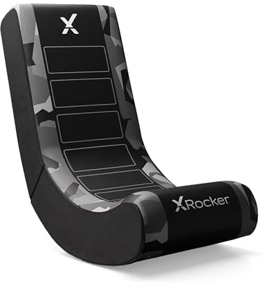 X-Rocker Geo Camo Kids Gaming Chair - Foldable Floor Rocker for Console & Video Games, Low Rocking Seat for Children & Juniors – Grey, Amazon Exclusive