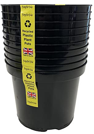 Kingston Tools Premium Recycled Plastic Garden Planter Pot – Heavy Duty Plant Flower Pots – Indoor Outdoor Home Décor Gardening Planters – Capacity: 4L, Black – Pack of 10