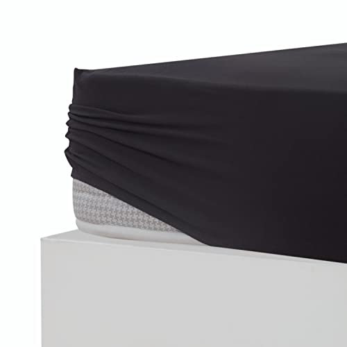 Jersey Spannbettlaken Spannbetttuch Laken 100% Baumwolle Oeko-TEX® (Schwarz, 120x200-130x200 + 25 cm)