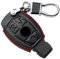 OTMIK Leder Auto Smart Key Protector Case Cover Schlüsseltasche Schlüsselanhänger für Mercedes Benz CLS CLA GL R SLK AMG A B C S Klasse Key Shell Zubehör (3 Knöpfe)