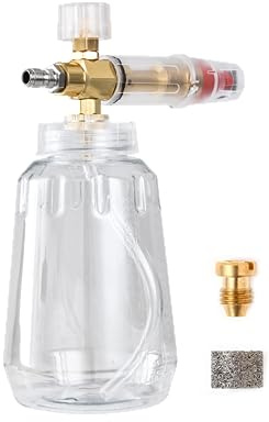 YUET Snow Foam Cannon Compatible with 1/4 Quick Release for Pressure Washer, 1L Adjustable Foam Lance Soap Dispenser with New Generation Adjustable Spray Nozzle (1/4 inch)