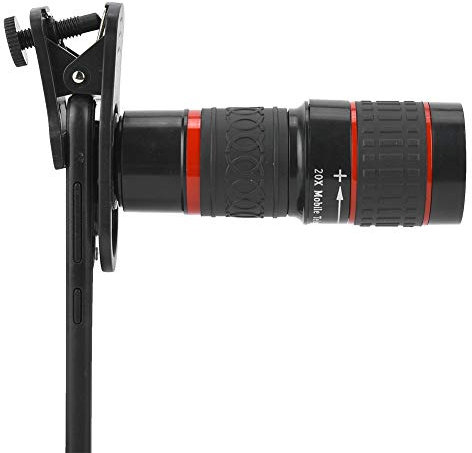 Lente de Cámara para Teléfono Celular, Lente de Teleobjetivo con Zoom de Enfoque Largo 20X con Soporte, para Teléfonos Inteligentes, Tabletas, Ocular HD Móvil con Clip Portátil