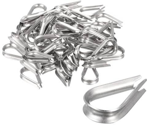 sourcing map 50Pcs M3 Stainless Steel Thimble for 3mm Dia Wire Rope, Wire Rope Cable Thimbles Rigging for Marine, Sunshade Sail, Fence