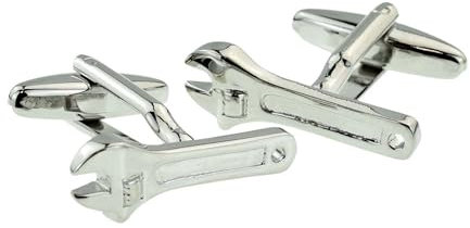 Generic Wrench/Adjustablle Spanner Design Cufflinks in a Personalised Engraved Cufflink Box, Silver