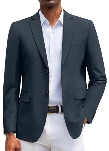 COOFANDY Mens Casual Sport Coats Blazers Two Button Formal Lightweight Suit Jacket Navy Blue, L