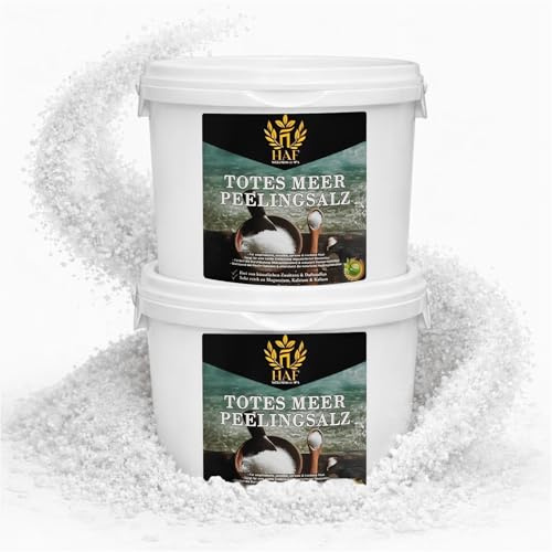 HAF Sale esfoliante del Mar Morto (secchiello da 2 x 5 kg) - Scrub per il corpo naturale dalla Giordania. Per pelle secca e viso in sauna, doccia o bagno di vapore, vegano e senza additivi