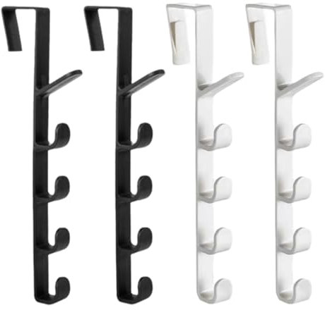 IKOPFLN 4 Stück Türhaken zum Einhängen Vertikaler Türgarderobe Robuste Kleiderhaken Tür Haken Tür Praktischer Tür Garderobe für Hängende Kleidung Türaufhänger für Küche Badezimmer Schlafzimmer