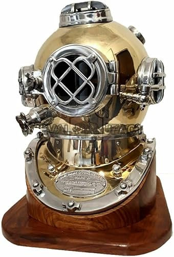45,7 cm US Navy Tauchhelm Mark V Tiefseetaucherhelm mit Holzsockel