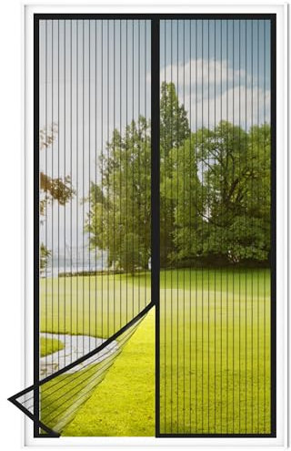 ELAKIRI Fliegengitter Balkontür Magnet 90×210CM, Insektenschutz Balkontür mit Klettverschluss, Fliegengitter tür Ohne Bohren zu Installieren,Schwarz Fliegengittertüren für Balkontür,Terrassentür