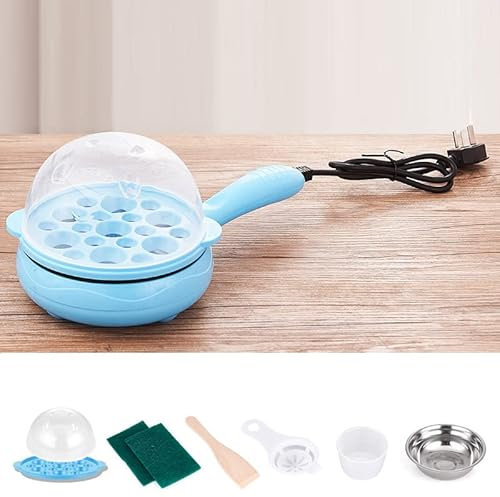 2 in 1 Electric Egg Cooker Mini Rapid Egg Steamer Non Stick Egg Frying Poacher With Auto Shut Off,7 Egg Capacity for Home Kitchen, Student Dormitory, Apartment (Blue)