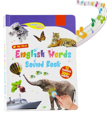 My First English Sound Toys – English Learning Talking Book for Kids 2-6 Years Old,470+ Words,21 Themes,Fun Word Game Book for Educational Language,Interactive Alphabet Sound Book for Toddlers Gift