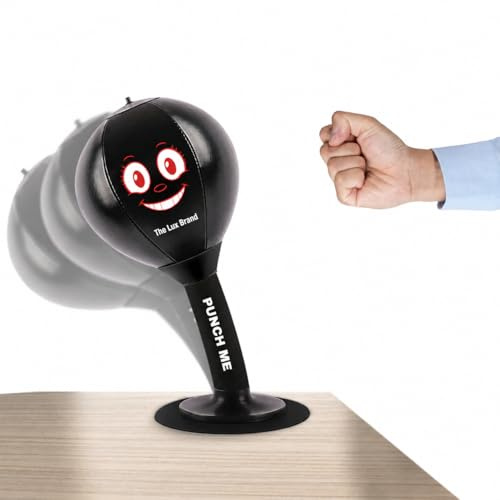 The Lux Brand's Desktop rage Bag, Premium Quality kids punching bag. Super strong Spring Flexibility, punching bag for kids, Super Strong Suction on Smooth Surfaces, Kids&Adults (Dark Black)