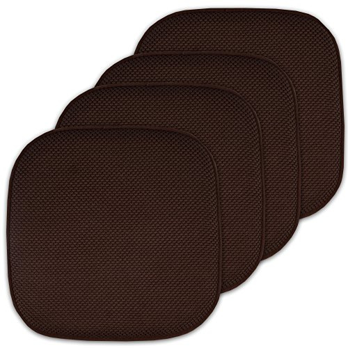 4 Pack Memory Foam Honeycomb Nonslip Back 16 x16 Chair/Seat Cushion Pad, Brown