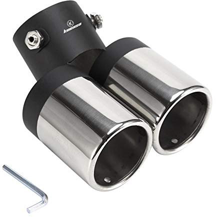 Auspuffrohr, Universal Edelstahl Doppelrohr Schalldämpfer, Schalldämpfer, Gebogenes Auspuffrohr for Vans SUVs Motorcycles City Cars Sport Cars