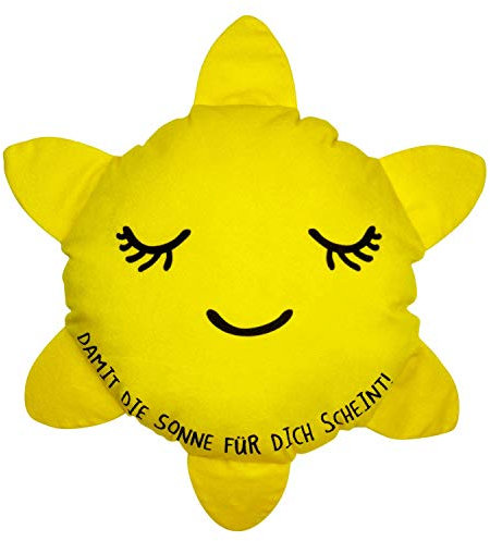 GRUSS & CO Plüschkissen Motiv Sonne | Zierkissen, Figurenkissen, 100% Polyester | Geschenk, Dekoartikel | 46502