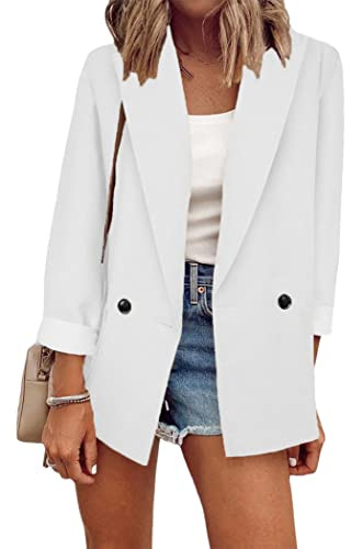 OMZIN Femmes Blazer Business Cardigan Manches Longues Veste Décontractée Coupe Courte Blazer De Bureau
