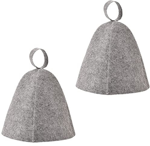 Ksvaye 2 Pièces Chapeau de Sauna en Feutre pour Homme et Femme Bonnet de Douche Respirante Chapeau De Sauna Bien être Accessoires Bain pour Chapeau pour Bain de Vapeur Chaud et Sec, Gris