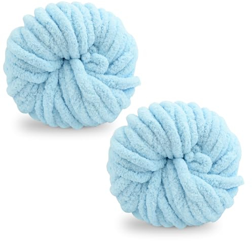 Chunky Wool Yarn 250g × 2, Multi-Colored Knitting Yarn for Crochet, 2cm Soft Knitting Wool for Making Handmade Bags Hats Blankets Pillow Cushion Cat Bed