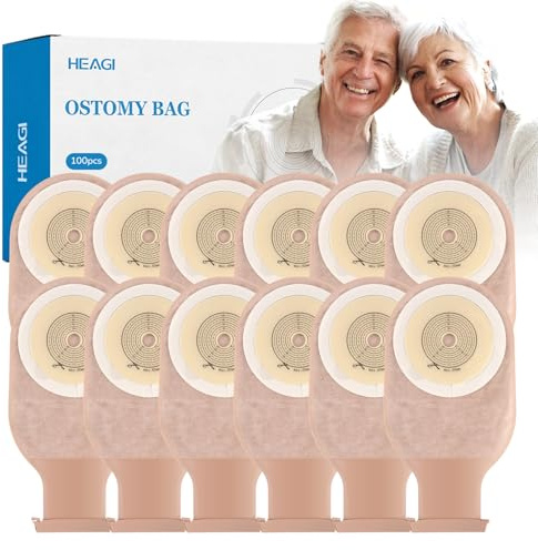 100 sacchetti per colostomia, sacchetti drenabili per stomia con chiusura per la cura dello stomia da ileostomia, 15 mm-60 mm, da tagliare
