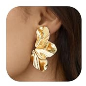 Kakonia orecchini clip donna, Oro orecchini con clip Ipoallergenico oorecchino senza buco donna grandi, eleganti fiore clip-per Orecchino, Leggero finti pendenti fake piercing -tordu