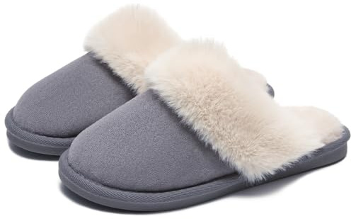 Misolin Womens Slippers With Memory Foam Fluffy Slip-on Winter House Shoes
