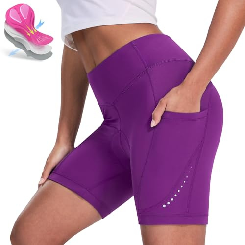 Nepest Radlerhose Damen mit Sitzpolster 4D Radunterhose Kurz Radfahrerhose Atmungsaktiv Fahrradhose 4-Wege-Stretch Profi-Radhose,L