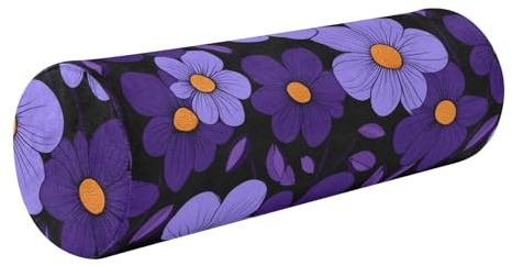 Semplice fiori viola sfondo nero decorativo collo rotolo federa cuscino schiuma cilindro cuscino rotondo cuscino sedile cerniera cuscino almohadas para el cuello