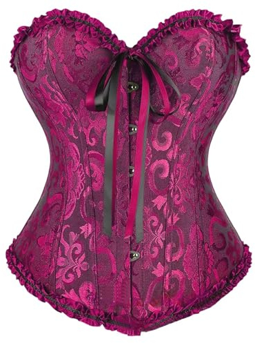 Black Corset Women UK Waist Trainer with Soft Steel Rod Boned Satin Bustier Basque Lingerie Overbust Sweetheart Lace Push Up Cinchers Gothic Steampunk Clothes Bridal Brocade Shapewear Bodysuit