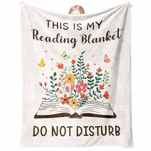 Book Lover Gifts for Women Men, Soft Flannel Reading Blanket for Bookworms, Bookish Gifts for Readers Librarian Author - Book Themed Reading Accessories for Family, Friends, Teachers