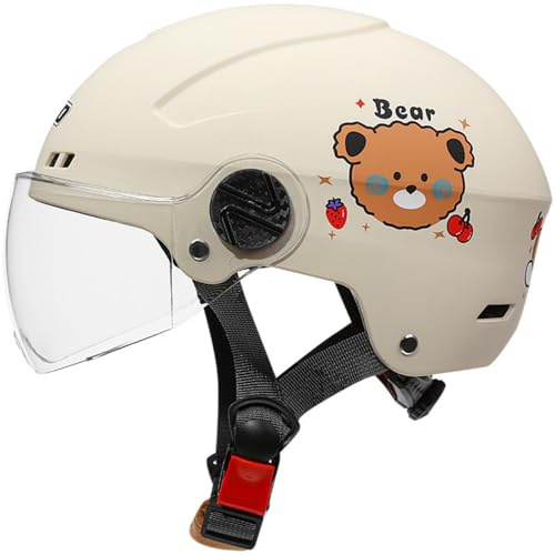 Casco De Motocicleta Infantil con Visera Solar, Homologado Según La Norma ECE 22.06, Casco Abierto para Niños De 3 A 12 Años, Casco Jet C,45-52cm