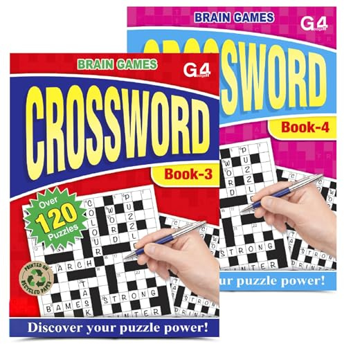 G4Gadget Libros de crucigramas para Adultos 2026 – Paquete de 2 Libros de crucigramas (Libro 3 y Libro 4) | Crucigramas de impresión Grande para Adultos y Personas Mayores | Juegos cerebrales y
