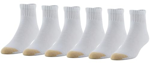 GOLDTOE Men's 656p Cotton Quarter Athletic Socks, Multipairs, White (6-Pairs), X-Large