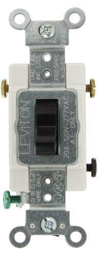 Leviton 20-Amp, 120/277-Volt, Toggle 3-Way AC Quiet Switch, Commercial Grade, Grounding, CS320-2E, Black