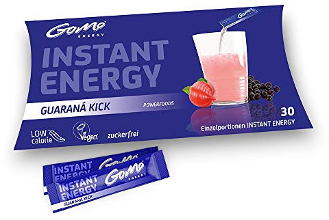 GoMo ENERGY – Instant Energy Getränkepulver mit Guarana, Koffein, Taurin & Vitamin-B-Komplex – zuckerfreier Instant Energy Drink – Wachmacher mit Energy Geschmack (Guaraná Kick | 30 Einzelportionen)