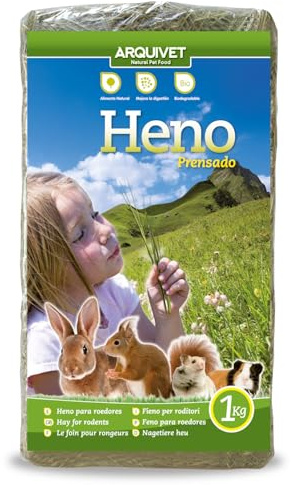 Arquivet Gepresstes Heu für Nagetiere und Kleinsäuger – Kaninchen, Meerschweinchen, Hamster, Eichhörnchen – 1 kg