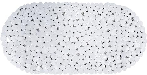 AQUALONA® Premium Bath Mat, Anti-Mould, Comfort – PVC, Machine Washable – BPA, Latex/Phthalate Free (Pebble White)