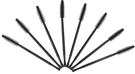 50 Pcs Disposable Eyelash Brush Silicone Mascara Applicator with PP Handle for Eyelash Extensions and Lifting(Black Tower Type)