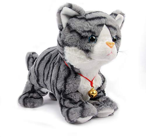 Smalody Interactive Plush Toys, Novelty Sound Control Electronic Cat Electronic Pets Robot Cat Gift for Children (Gray)