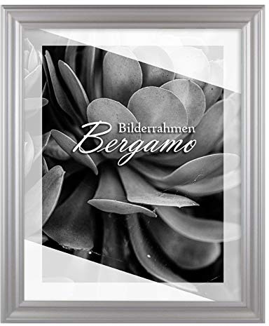 BIRAPA Bergamo Bilderrahmen Mattsilber- Optik - Bilder Rahmen 25x35cm - Fotorahmen Glas antireflex Plexiglasscheibe - Wanddeko Fotowand Fotogeschenke