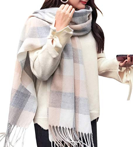 Tuopuda Damen Schal Kariert Pashmina XXL Stolen übergroßer Herbstschal Winterschal Karo Tartan Schultertuch Plaid Deckenschal Modeschal Weicher Warmer Oversized Fransen Poncho, L, Einheitsgröße