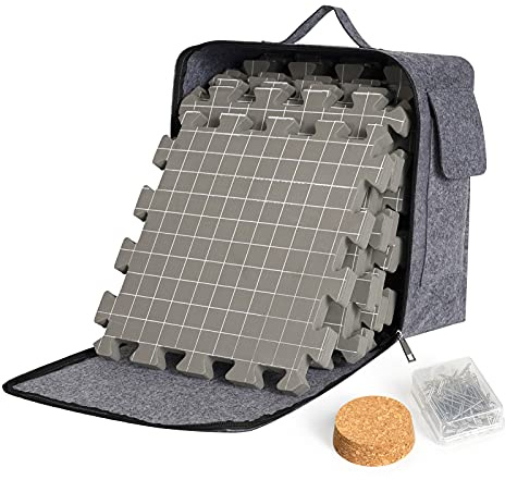 Mardili Blocking Mats for Knitting[9-Pack], Extra Thick Blocking Boards with Grids for Crochet Projects or Needlepoint, Knitting Mats with 100 T-pins and A Cork for Storing T-pins