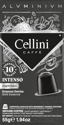 Cellini Aluminium kaffekapslar kompatibla med Nespresso* - Intenso 100 st | fyllig smak med fruktiga aromnoter