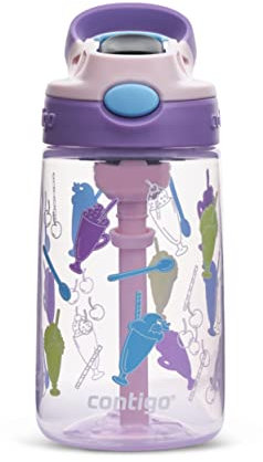 Contigo Kinder Trinkflasche Easy Clean Autospout mit Strohhalm, BPA-freie robuste Wasserflasche, 100 Prozent auslaufsicher, einfache Reinigung, ideal für Kita, Kindergarten, Schule und Sport, 420 ml