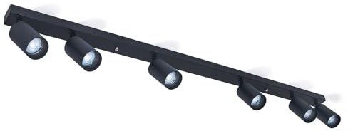 KOLORENO Lampada da Superficie Viki - GU10 - Lampada da Parete Faretto x6 - Faretto da Soffitto in Metallo - Nero, 1200x164x45 mm