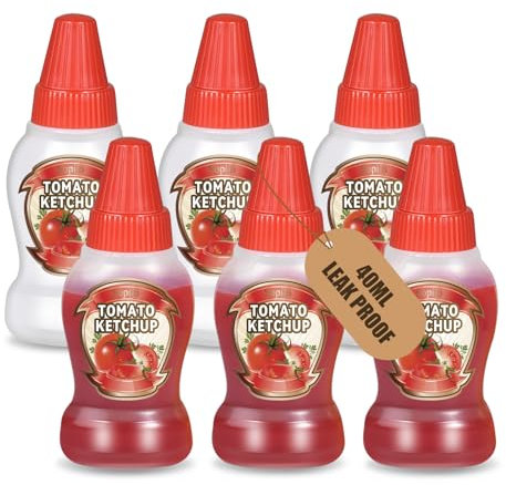 Sopito Squeeze Flaschen, 6 stück 40ml Mini Quetschflasche Flasche mit Kappen Dressingshaker Kein Leck für Ketchup Honig Salat Senf DIY Crafts Kunst Malerei