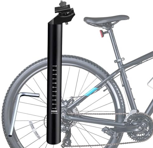 Dzmuero Sattelstütze, Sattelstange, Fahrrad sattelstange, mit Sechskantschlüssel, Fahrradsattelrohr, hochfeste Aluminiumlegierung, Winkel und Höhe einstellbar, für Fahrräder (25,4 x 300mm, Schwarz)